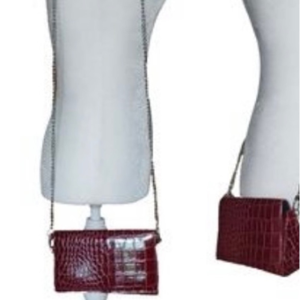 NWOT Just Solutions Eye Pockit burgundy Croco convertible clutch bag - Picture 3 of 15